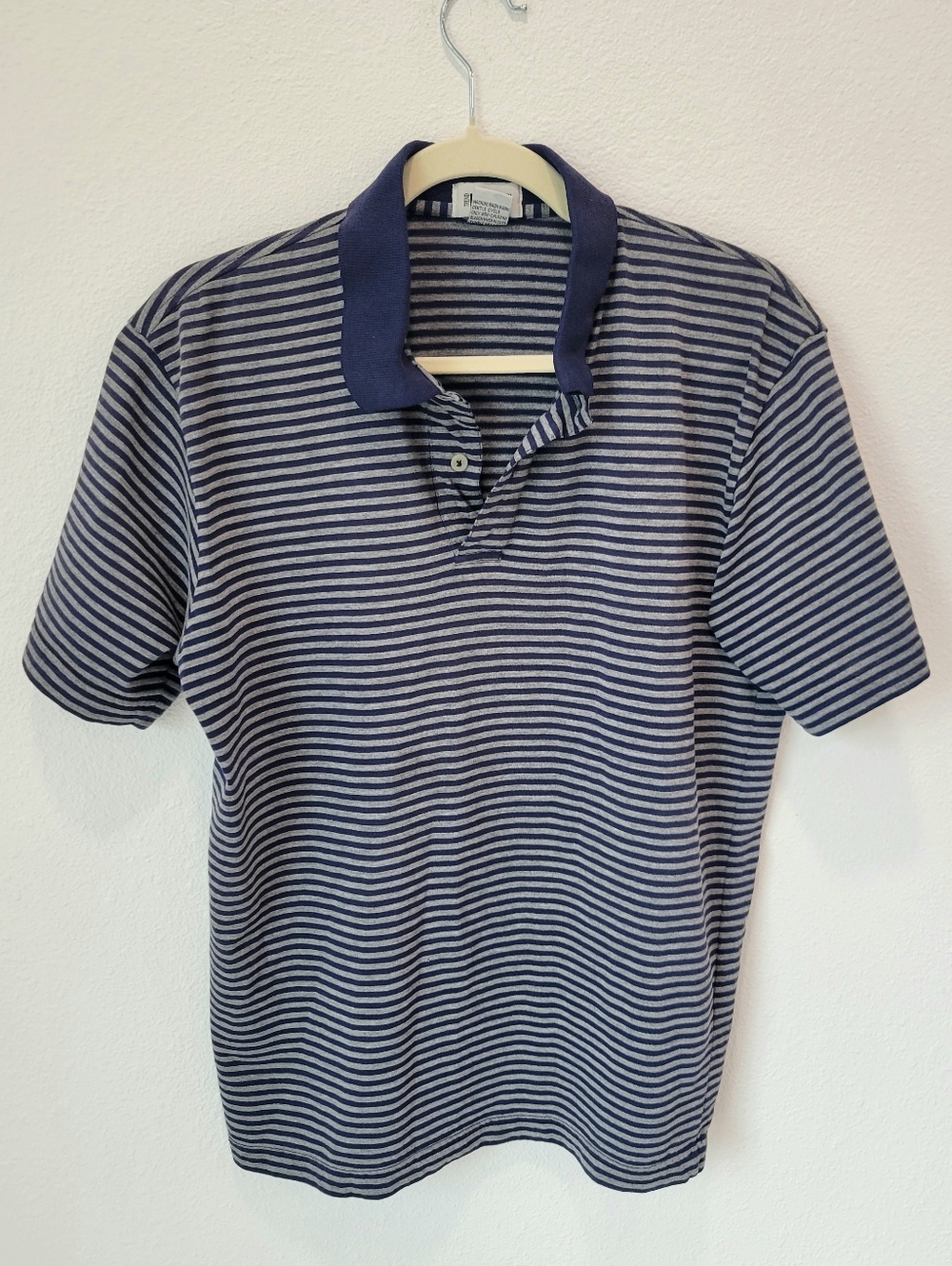 Trend Basics Striped Polo Shirt M Blue Gray Casual